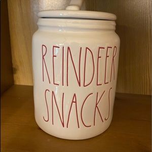 Rae Dunn “reindeer snacks” canister